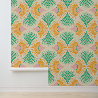 Papier Peint Palm Springs - Palmiers au coucher du soleil jaune