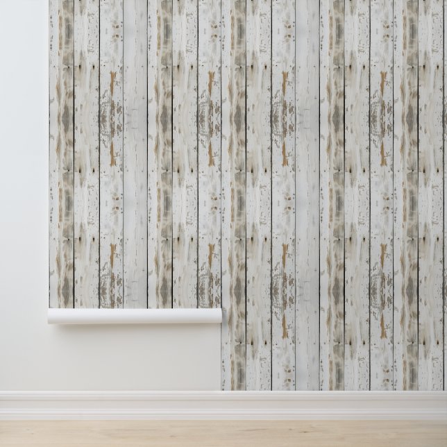Papier Peint Panneau en bois clair Faux Rustique (Application)