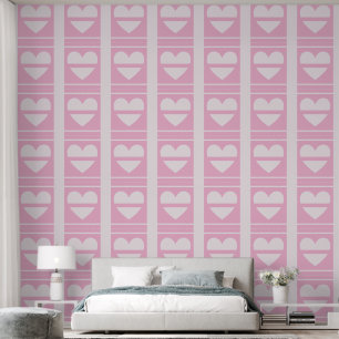 Papier Peint Panneaux élégants de demi-coeur Pastel Rose doux