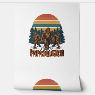 Papier Peint Papasquatch Bigfoot Vintage Sunset Vector Design_1
