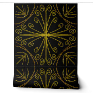 Papier Peint Papel Pintado Metallic flower tile abstract GOLD