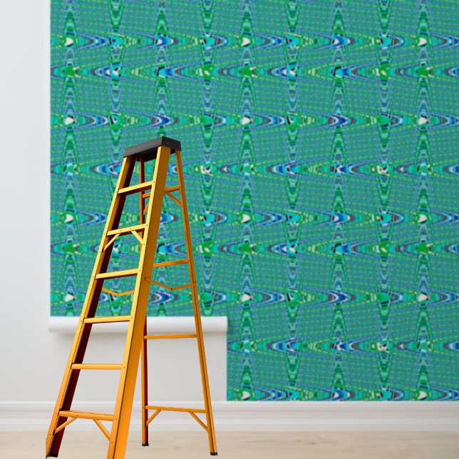 Papier Peint Papier peel et bâton bleu vert Zig-zag (Peel and Stick Wallpaper Blue Green Zig-zag Wallpaper)