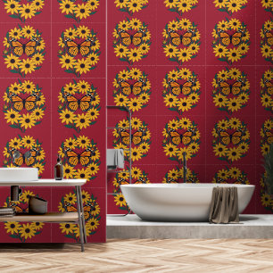 Papier Peint Papillon Checkerspot Et Fleurs De Faisée Aux Yeux