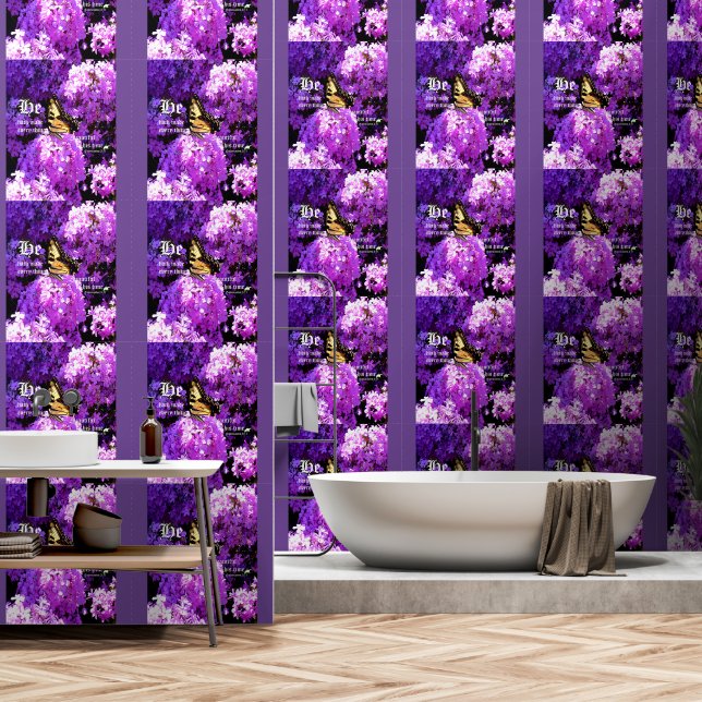 Papier Peint Papillon et Phlox, Ecclésiaste 3:11 (Salle de bain)