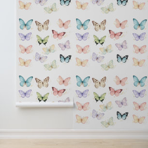 Papier Peint Papillons à l'aquarelle pastel pour la chambre de