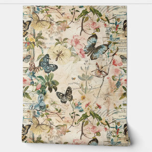 Papier Peint Papillons et fleurs vintages