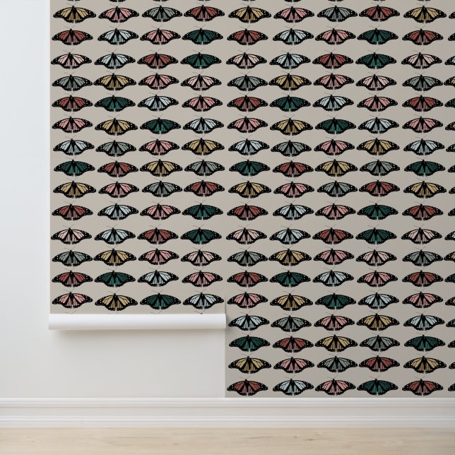 Papier Peint Papillons neutres modernes Jardin Boho Motif (Application)