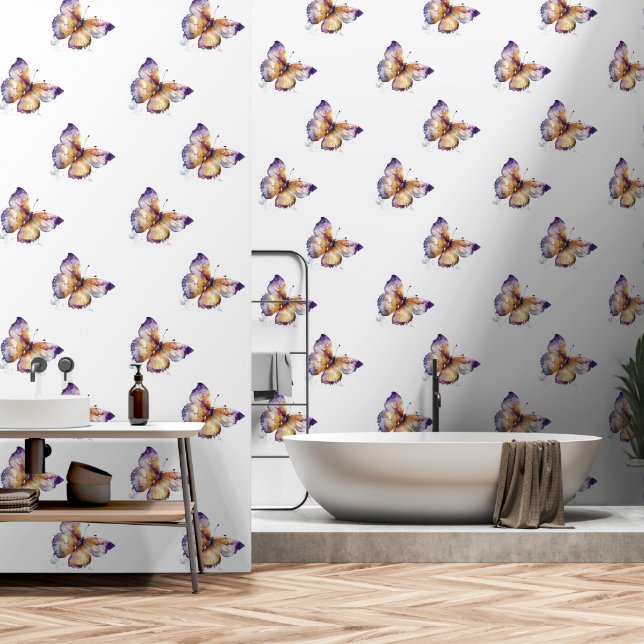 Papier Peint Papillons pourpres (Salle de bain)