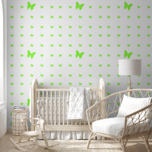 Papier Peint Papillons verts sur blanc