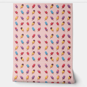 Papier Peint Parade de Popsicle en Crème de glace rose I