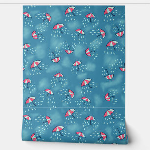 Papier Peint Parapluie bleu mou Rainy Weather Kids