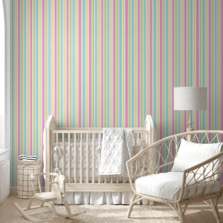 Papier Peint Pastel Pinstripes en blanc