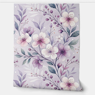 Papier Peint Pastel Purple Couleur Motif Floral