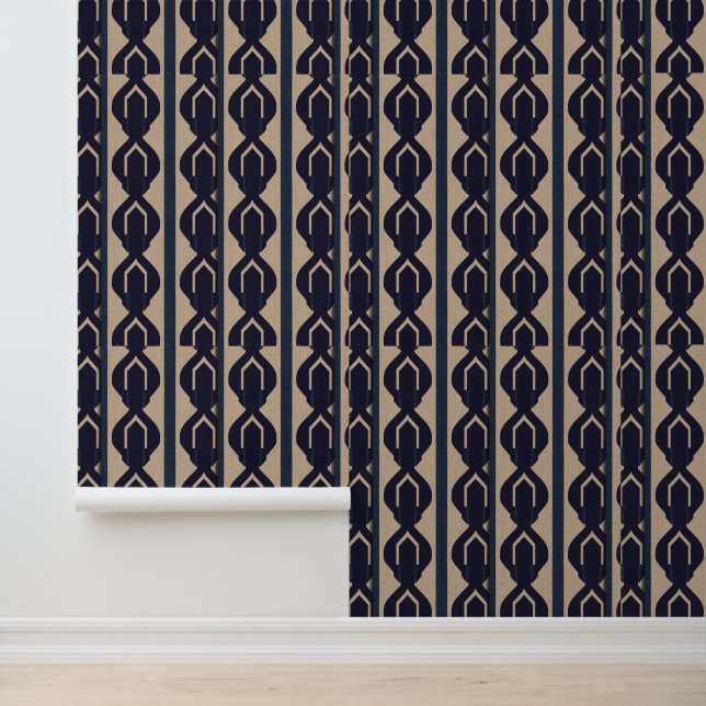 Papier Peint Patrimoine Luxe n° 2 (sable + bleu)   (Application)