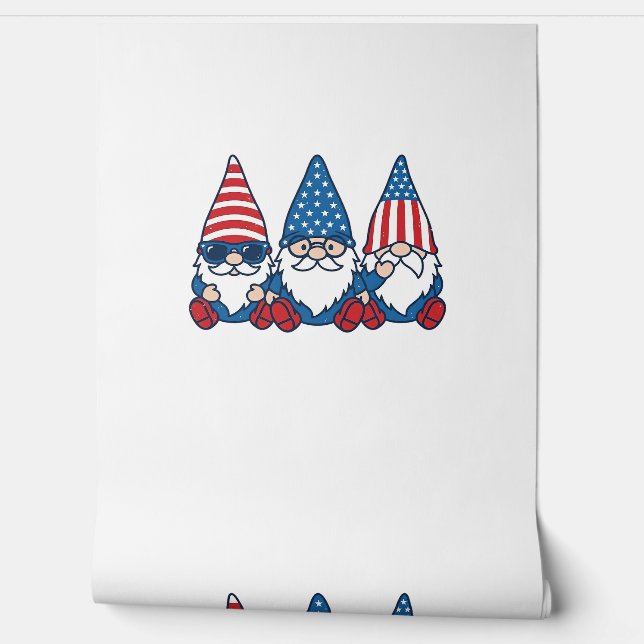Papier Peint Patriotic Gnome Trio Vintage Vector Shirt Design_1 (Déroulement)