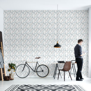Papier Peint Pattern Blue & Gray Leaves