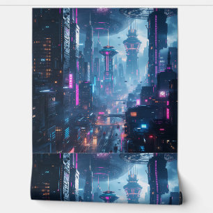 Papier Peint Paysage urbain futuriste : Immersive 3D