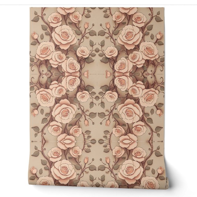 Papier Peint Peach Roses (Déroulement)