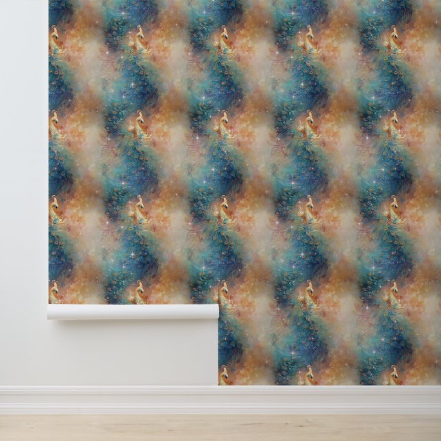 Papier Peint Peacock bleu orange (Application)