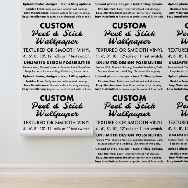 Papier Peint Peel et bâton en vinyle texturé 2' x 12' sur mesur (Application)