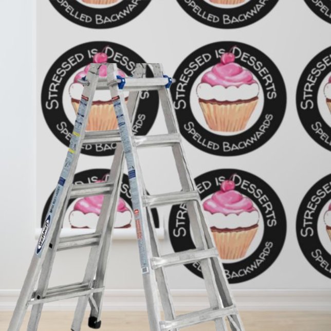 Papier Peint Peel Stick stressé est desserts à l'arrière cupcak (Peel Stick dessert is stressed backwards pink cake Wallpaper)