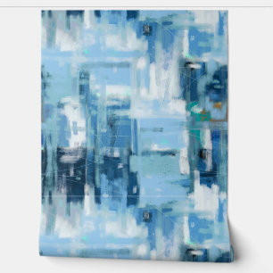 Papier Peint Peinture Abstraite Bleue Art Moderne Contemporain