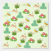 Papier Peint Pépinière de prairie de bois - lapins, abeilles (Recto)