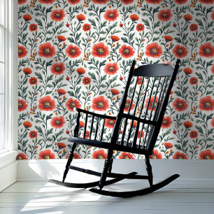 Papier Peint Pépites rouges sur la florale Arrière - plan blanc