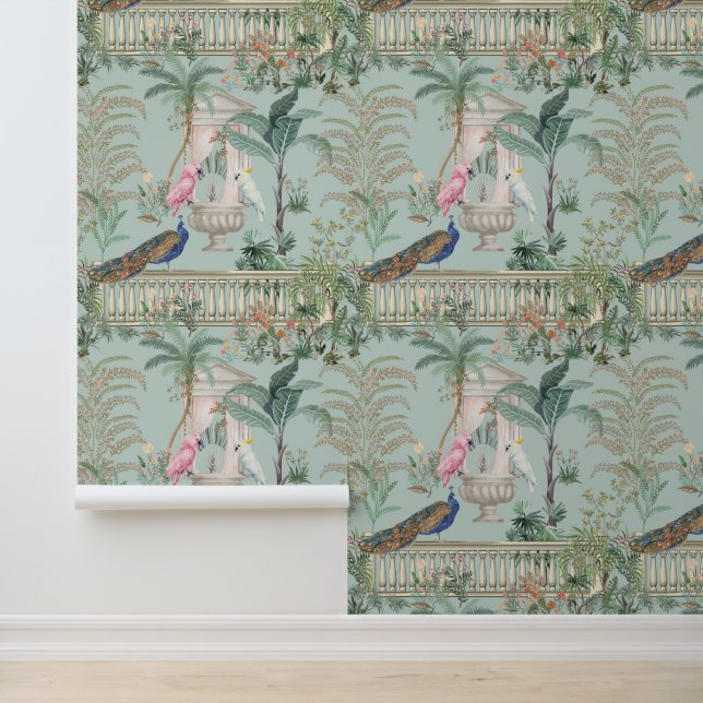 Papier Peint Perroquet du jardin de Mughal Peacock Forêt tropic (Application)