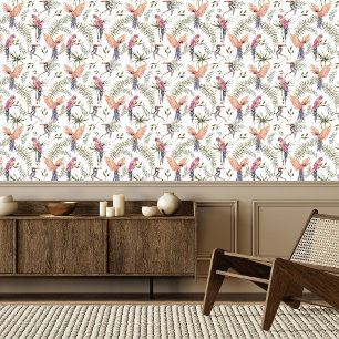 Papier Peint Perroquets tropicaux Toucans Oiseaux Aquarelle exo