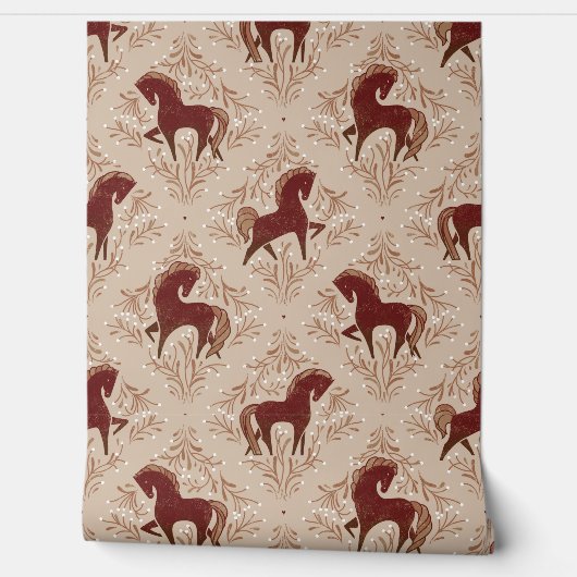 Papier Peint Pferde mit floral Elementen (Déroulement)