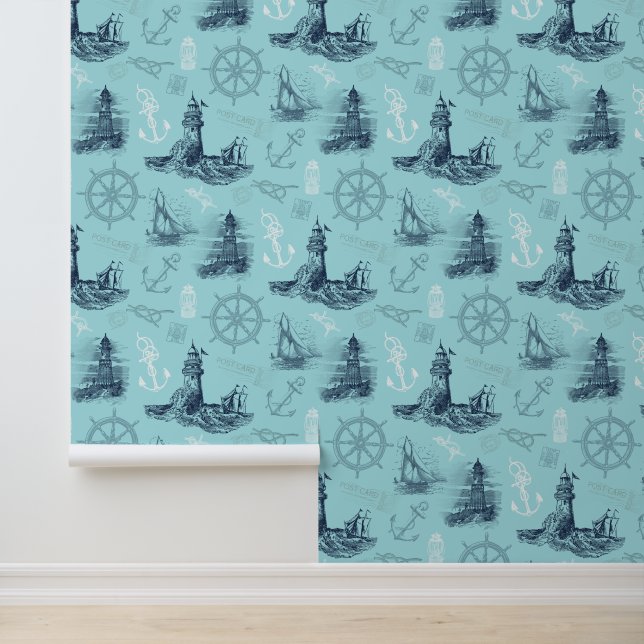 Papier Peint Phare nautiques Aqua Blue (Application)