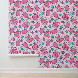 Papier Peint Pickleball rose Paddle bleu rose Pink Ball Preppy