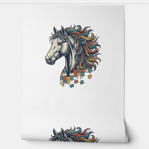 Papier Peint Pièce de puzzle de cheval coloré T-Shirt gravure v