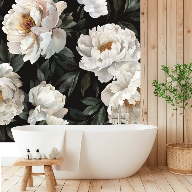 Papier Peint Pierre blanc foncé Floral (Créateur téléchargé)