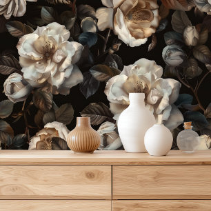 Papier Peint Pierre blanc foncé Floral