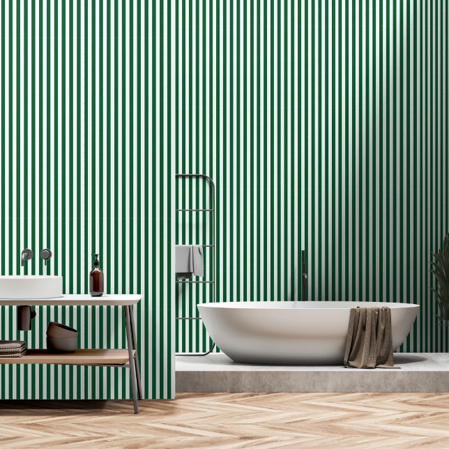 Papier Peint Pine Forest Green Stripes (Salle de bain)