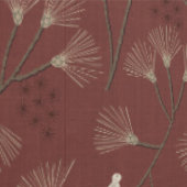 Papier Peint Pine Tree and Bird Pattern on Ruby Red (Couture)