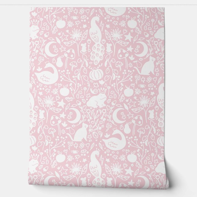 Papier Peint Pink Enchanted Magic Garden Fairytale Fond d'écran (Déroulement)