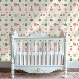 Papier Peint Pink & Green Pastel Polka Dot Peel and Stick