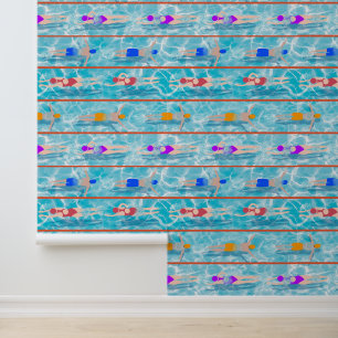 Papier Peint Piscine Piscine Motif d'équipe