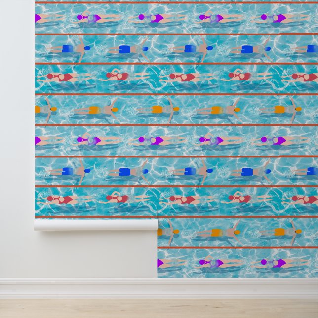 Papier Peint Piscine Piscine Motif d'équipe (Application)