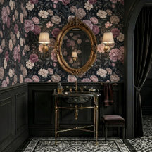 Pivoine et Rose Botanique Fleurie Sombre et Lunati