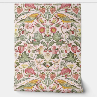 Papier Peint PixDezines William Morris Pink Strawberry Thief