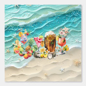 Papier Peint Plage Cocktails Fruits tropicaux Fête de Bachelore (Recto)