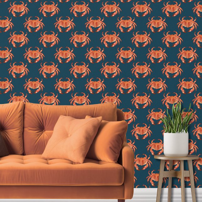 Papier Peint Plage nautique de crabe (Brown crab nautical wallpaper)