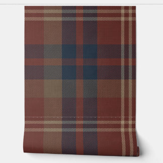 Papier Peint Plaid au Ruby Red and Navy Blue