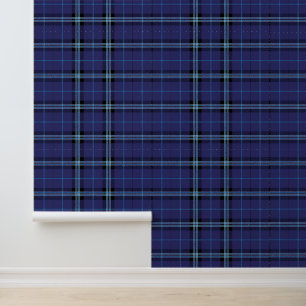 Papier Peint Plaid bleu profond classique