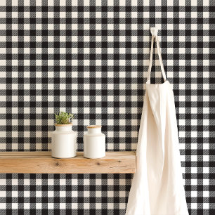 Papier Peint Plaid Buffalo Noir et Blanc