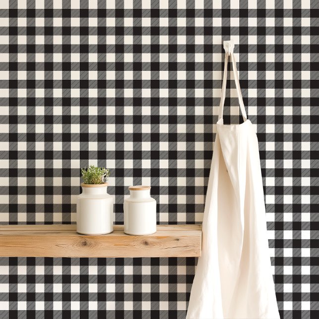 Papier Peint Plaid Buffalo Noir et Blanc  (Créateur téléchargé)